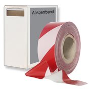 Absperrband STRONG rot wei� gestreift 35 my 75 mm breit 500 m 100 % Rezyklat im Spendekarton