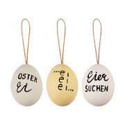 Ostereier Kunststoff  Statement Naturecht wei�/creme/mint 6 cm, 6 Stk.