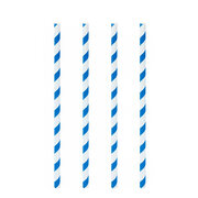 Trinkhalme aus Papier blau gestreift 6mm, 21cm, 100 Stk.