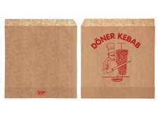 D�nerbeutel mit Aufdruck D�ner Kebab Kraftpapier braun 16x16 cm, 2000 Stk.