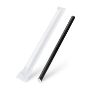 Papiertrinkhalme fr BUBBLE TEA JUMBO schwarz, einzeln gehllt 21cm 12 mm, 100 Stk.