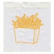 Pommes-Frites Beutel bedruckt, 100x50x110mm, mit Seitenfalten,  300 Stk.