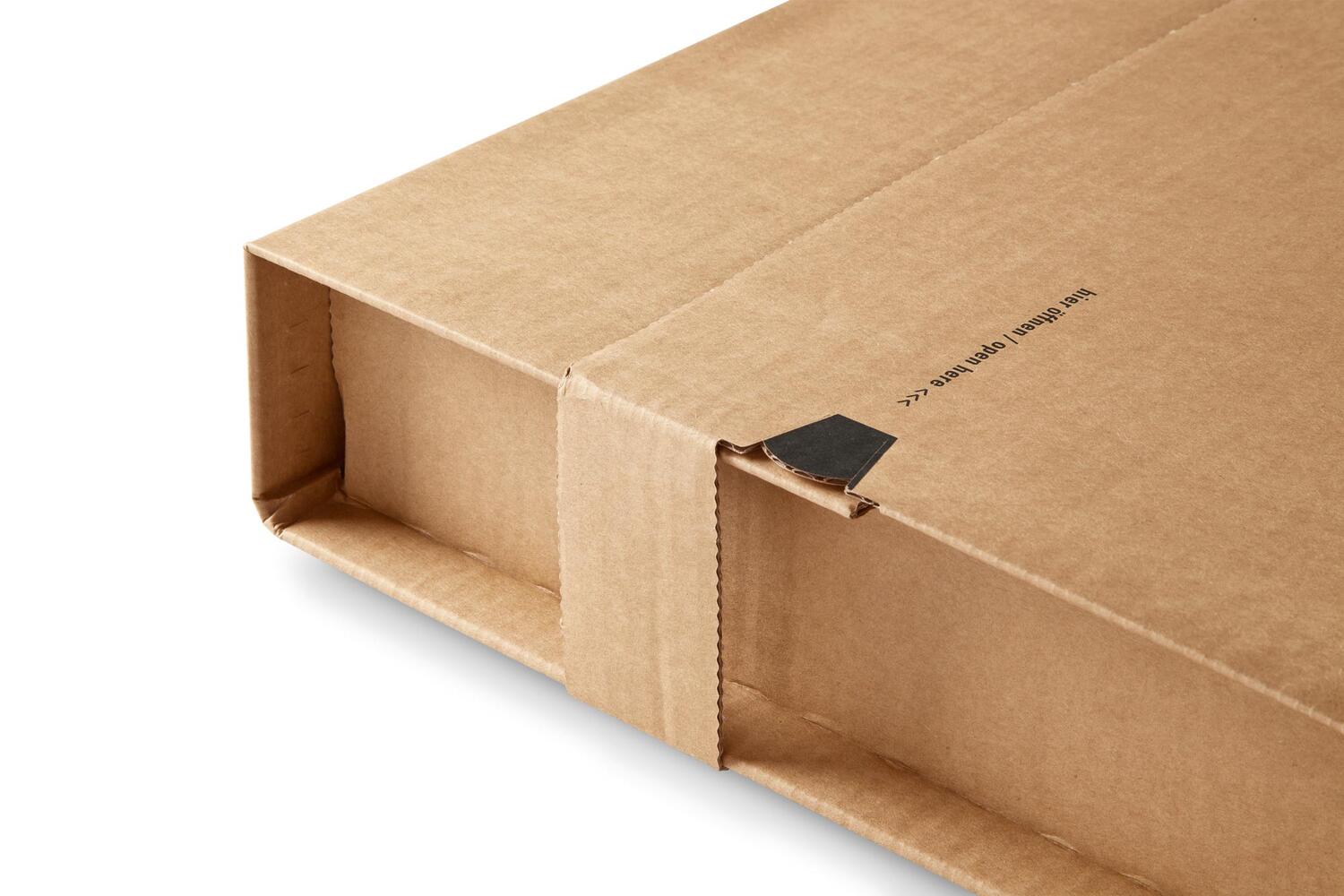 ColomPac Robuste Versandverpackung 352 x 232 x -102mm mit Sicherungslaschen, Selbstklebeverschluss & Aufreifaden braun