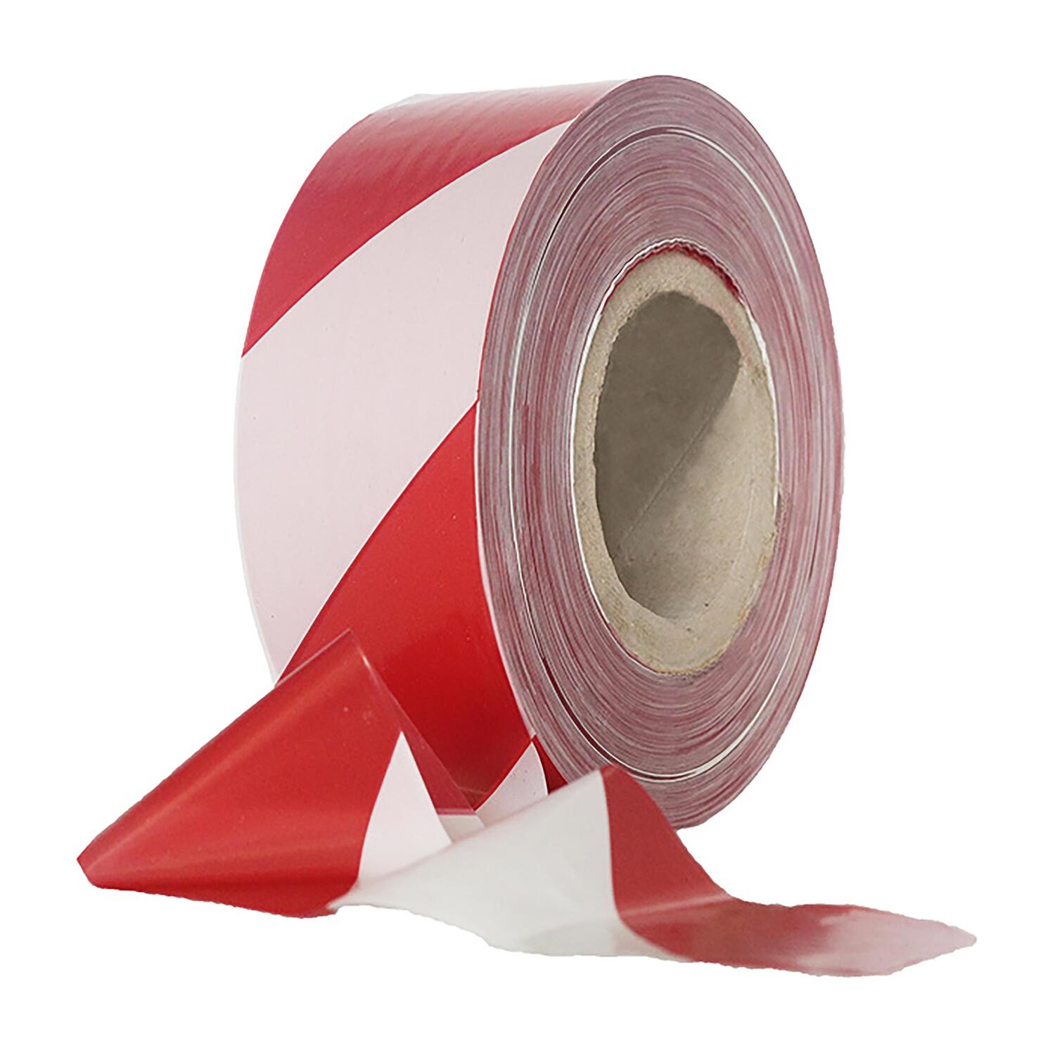 Absperrband STANDARD rot wei� gestreift 25 my 75 mm breit 500 m 100 % Rezyklat