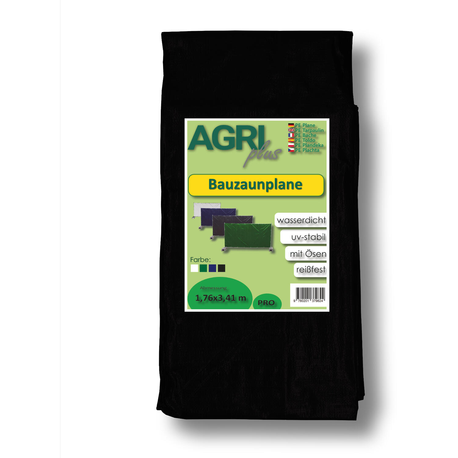Bauzaunplane B1 schwer entflammbar 1,76 x 3,41 m schwarz