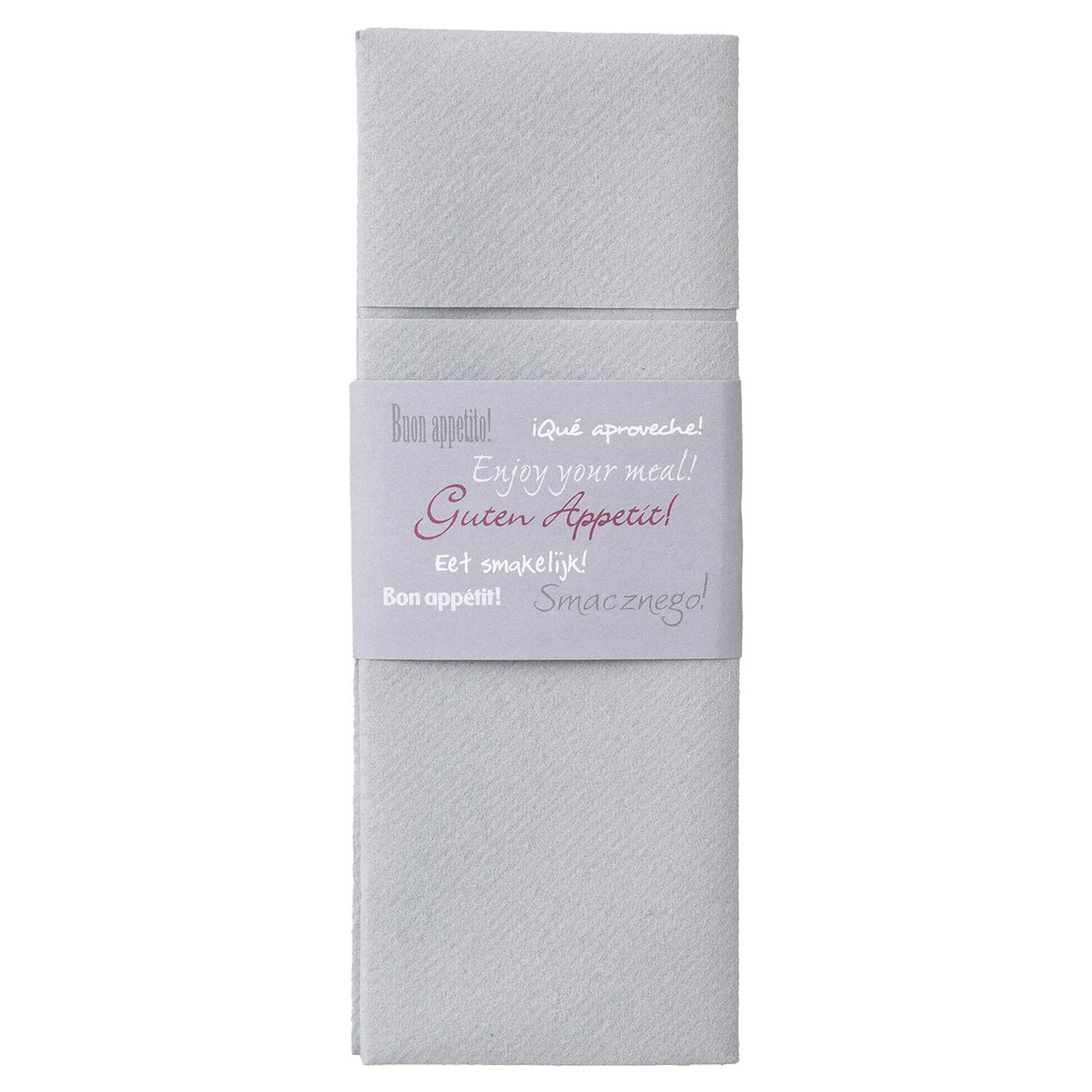 Pochetto Bestecktaschen grau mit Banderole Guten Appetit Airlaid 400x300 mm, 300 Stk.