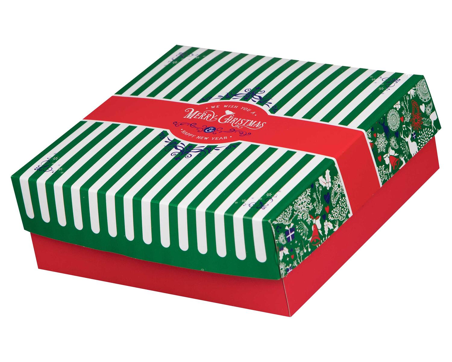 Keksbox Gebckkarton mit Alubeschichtung Weihnachten 250 x 250 x 80mm, 75 Stk.