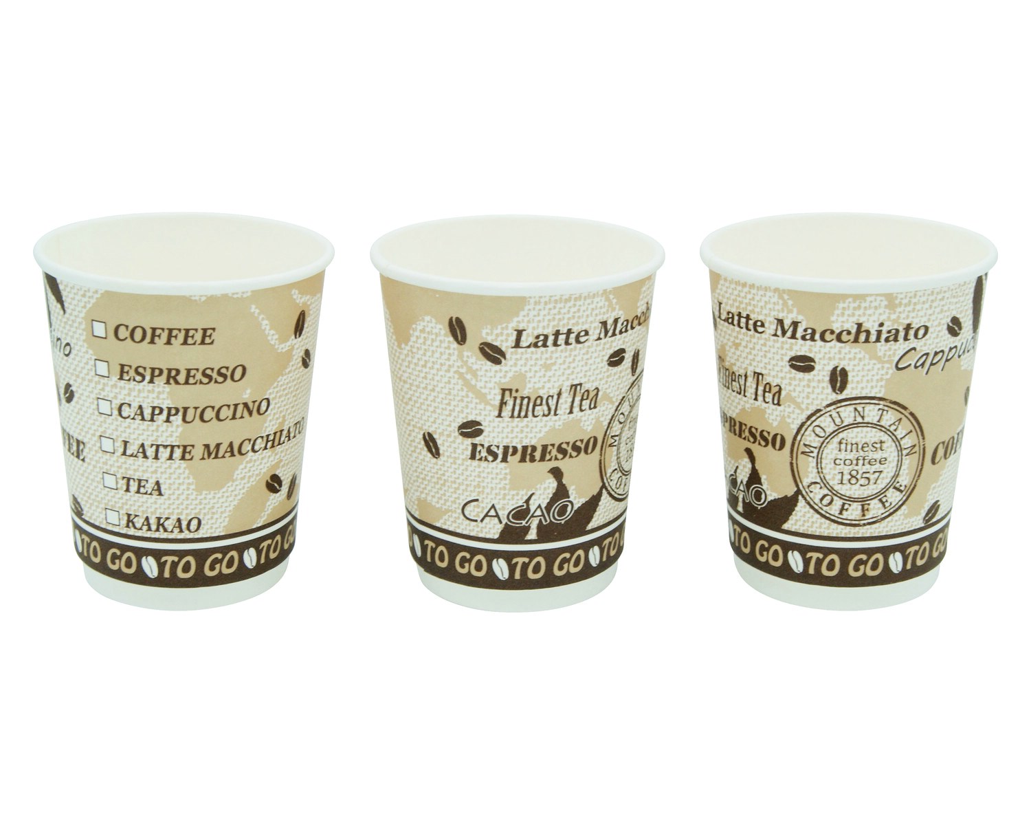 Premium Kaffeebecher Doppelwand, Coffee to go, beschichtet, 200 ml,  35 Stk.