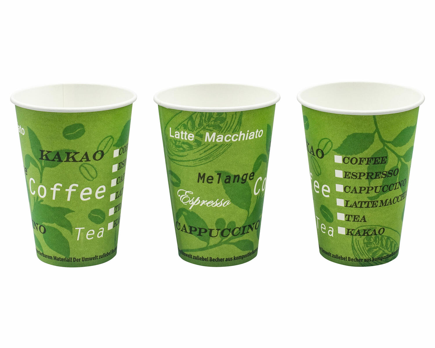 BIO Automatenbecher Kaffeebecher Pappbecher 80mm   Bio Green 300 ml  75 Stk.