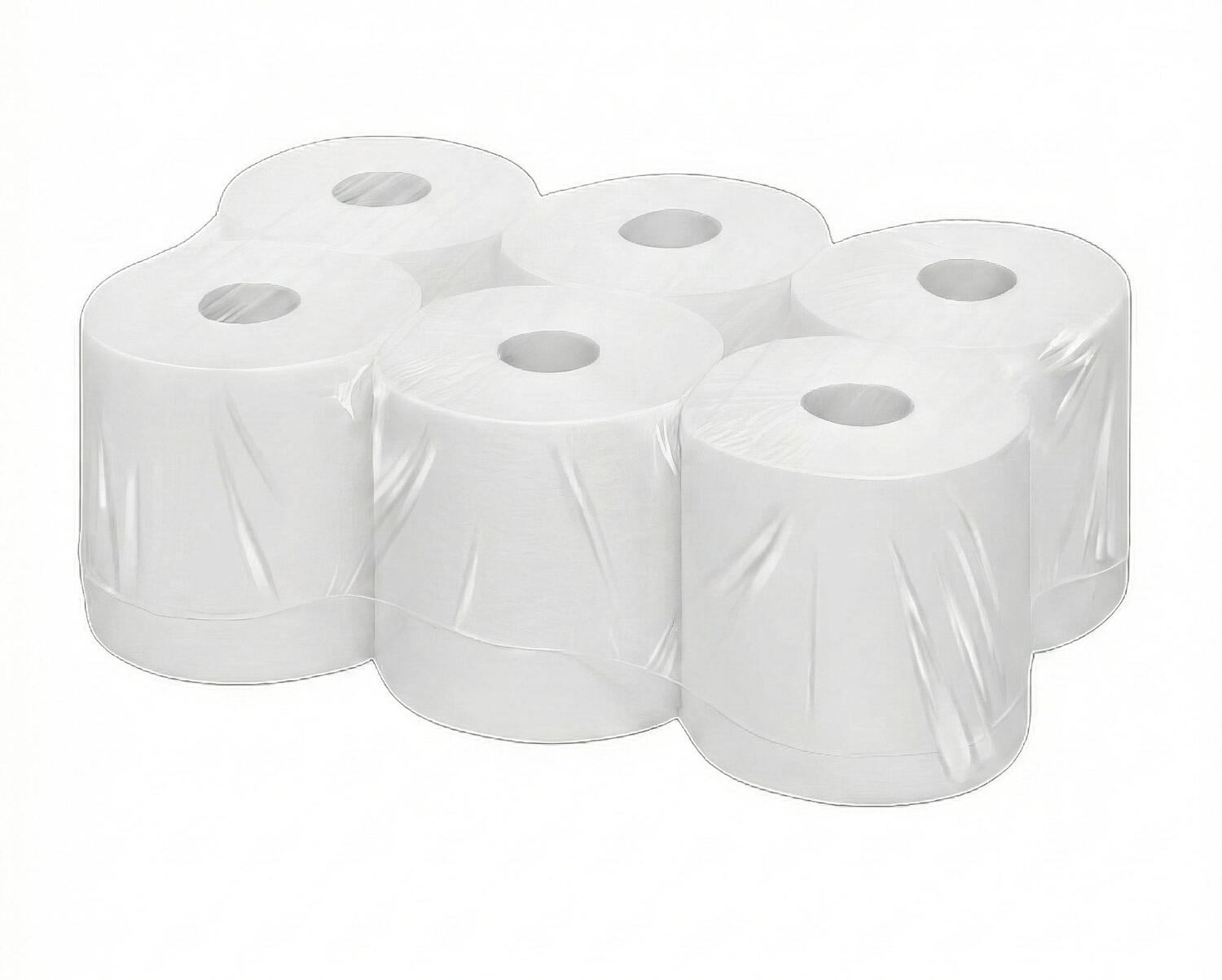 Ecoline Handtuchpapier Innenabrollung 2-lagig, h�lsenlos, Zellstoff, 450 Abrisse, 6 Rollen