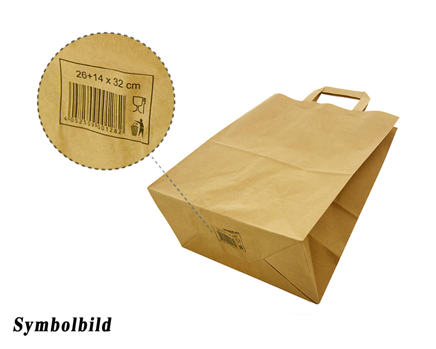 GASTRO Papiertragetaschen 33 x 32 x 21 cm mit EAN-Code braun,  50 Stk.