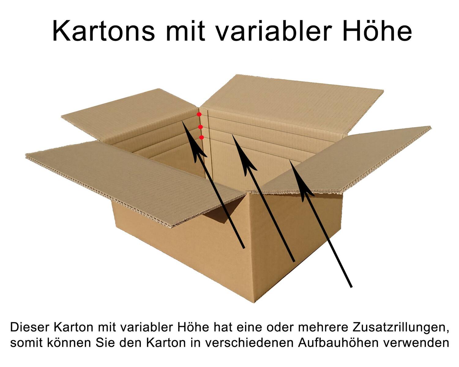 Faltkarton  400x150x(70)-120mm VARIABLE HHE, 1wellig